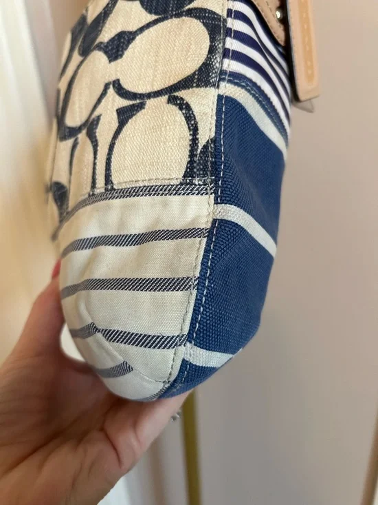 GUC Coach F23929 patchwork Daisy convertible striped Shoulder/crossbody bag - Picture 9 of 13